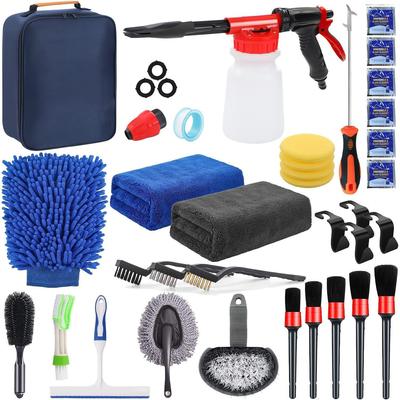38-Piece Car Detailing Kit: Soft Brush Set for Wheel Hubs and Short Handle Cleaning Tools