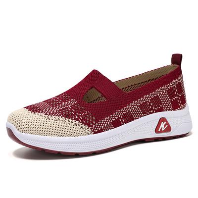 Damen Freizeitschuhe 2024 Neue Sommermode Weiche Sohle Atmungsaktiv Ausgehöhlt Flache Schuhe Damen Slipper Gestrickte Vulkanisierte Schuhe