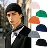 Street Solid Color Knitted Cap Brimless Keep Warm Vintage Dome Hat Elastic Melon Beanie Cap Outdoor Winter Beanie Bonnet Cap