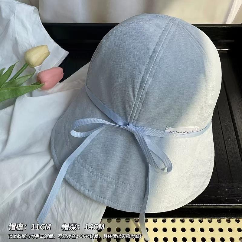 

Сладкая шляпа-панама с бантом женская летняя тонкая быстросохнущая шляпа для лица для путешествий, анти-ультрафиолетовая солнцезащитная шляпа Adult average size (56-58cm) синий