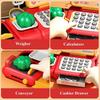 Non-Toxic 36-63Pcs Pretend Play Calculator Cash Register Toy Supermarket Shop Cashier Registers With Scanner Shopping Toys Gifts For Kids