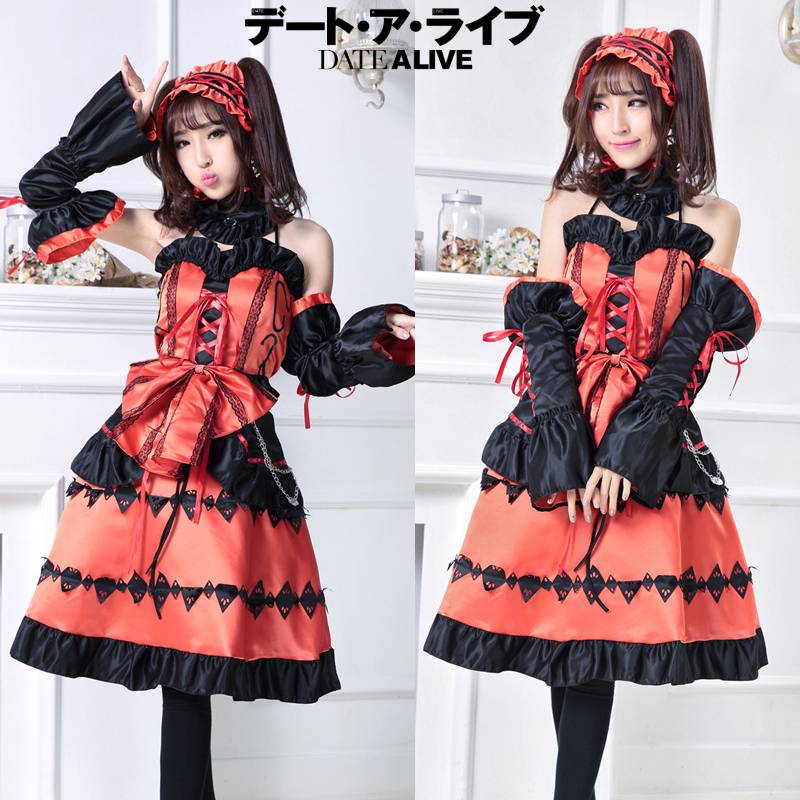 Date A Anime Live Tokisaki Kurumi Cosplaycostume Lolita Dress Girl Halloweensuit