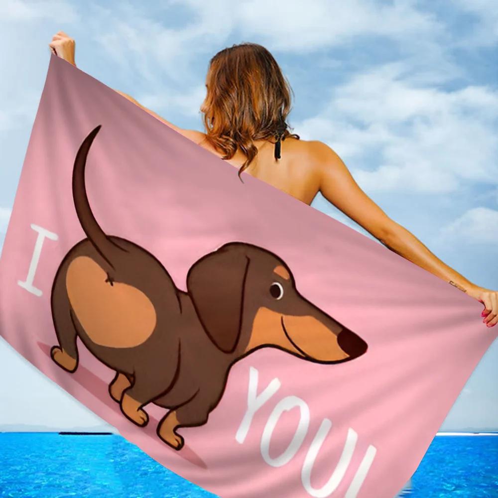 Dachshunds Anime Beach Swimming Towel Soft Absorbent Washcloth Children's Gifts for Kids Travel Camping Gym