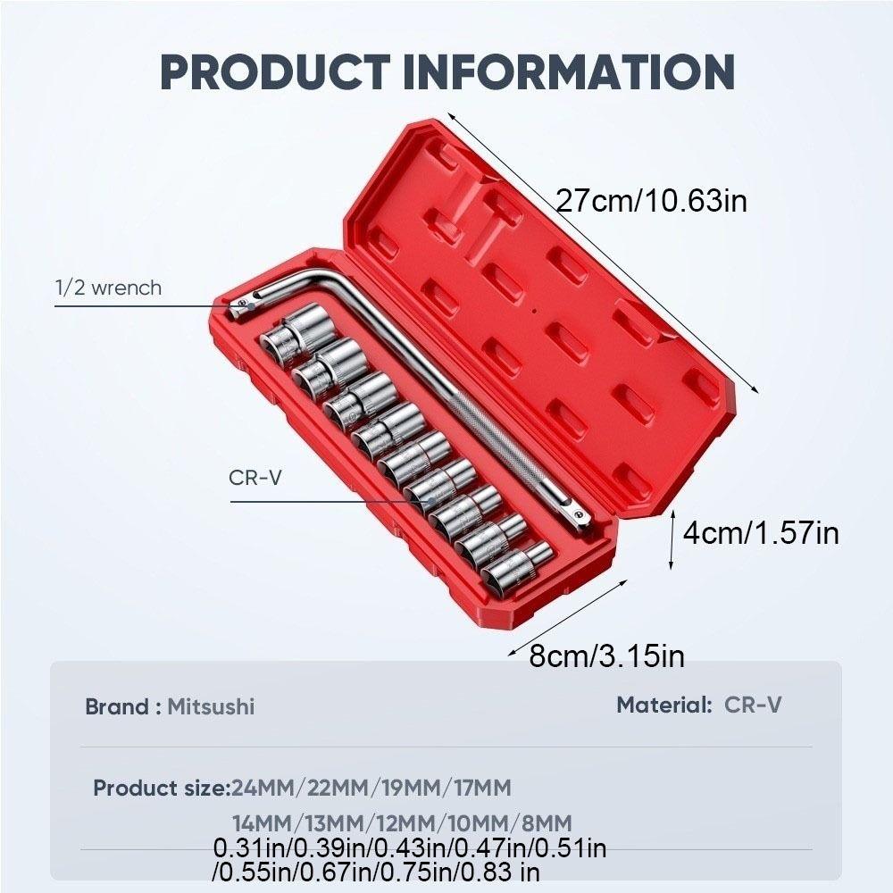 10pcs Lug Nut Wrench Repairing Tool Set Change Pry Bar Socket Spanner Tool  Motorcycle Repair