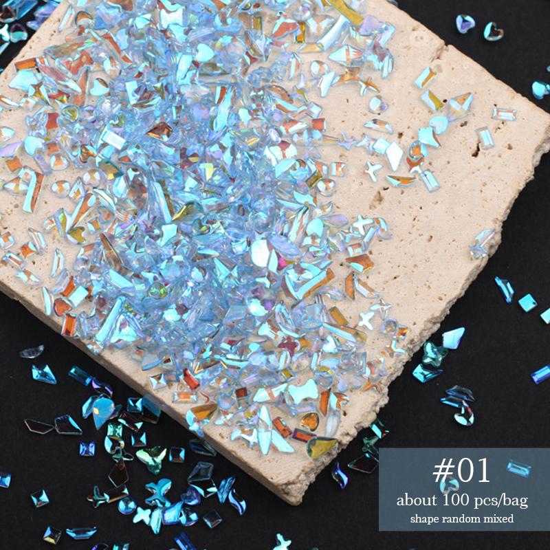 50 ks mini kosočtvercové kamínky na nehty s plochým dnem, AB barva, zdobení nehtů, křišťálové drahokamy, oslnivá manikúra, 3D dekorace na nehty