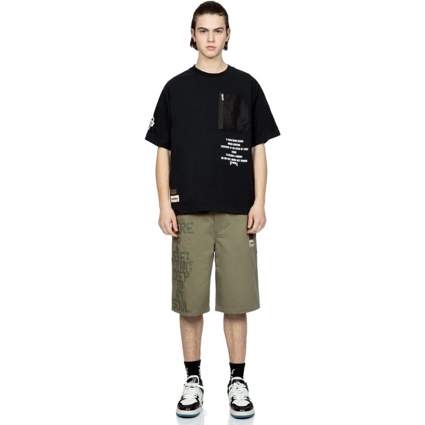 Evisu Letter Cartoon Pattern Round Neck Pullover Loose Short Sleeve T-Shirt Men Tops 2ESHTM3TS501LFCT