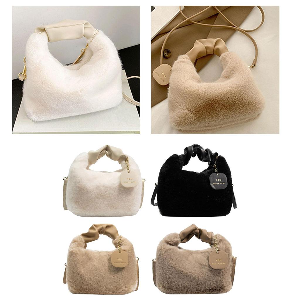 Women Plush Handbag Shoulder Bag Fashion Comfortable Lightweight Exquisite Gift Top Handle Cute for Daily Life Use Traveling