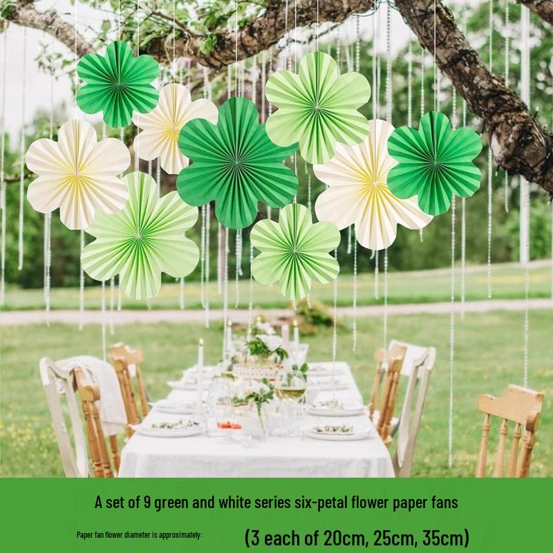Hawaii Forest Green Wedding & Party Decor: Origami Paper Fan Theme