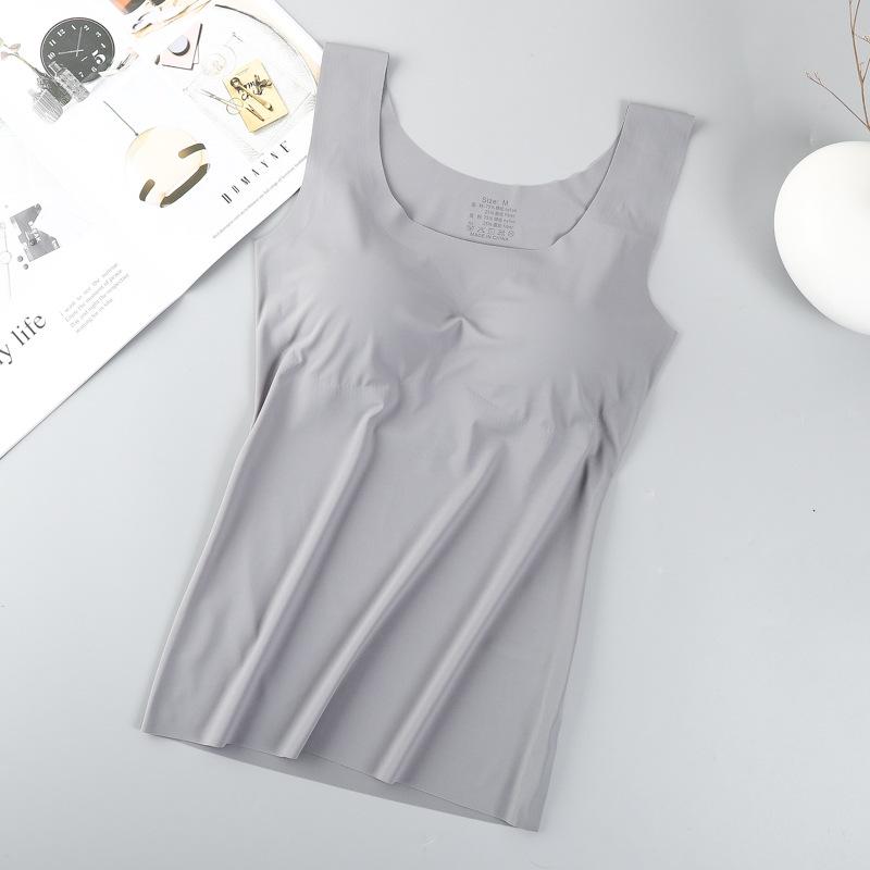 

Бесшовный женский бюстгальтер для йоги и сна из ледяного шелка L серый