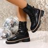 Fashionable and Versatile Martin Boots Women's British Style Lace-up Retro Style Round Toe Boots Women's New 2025 Fall/winter Style