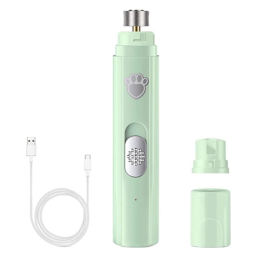 

USB Rechargeable Electric Dog Nail Grinder LED Light Pet Grooming Trimmer Cat Accessories зелёный