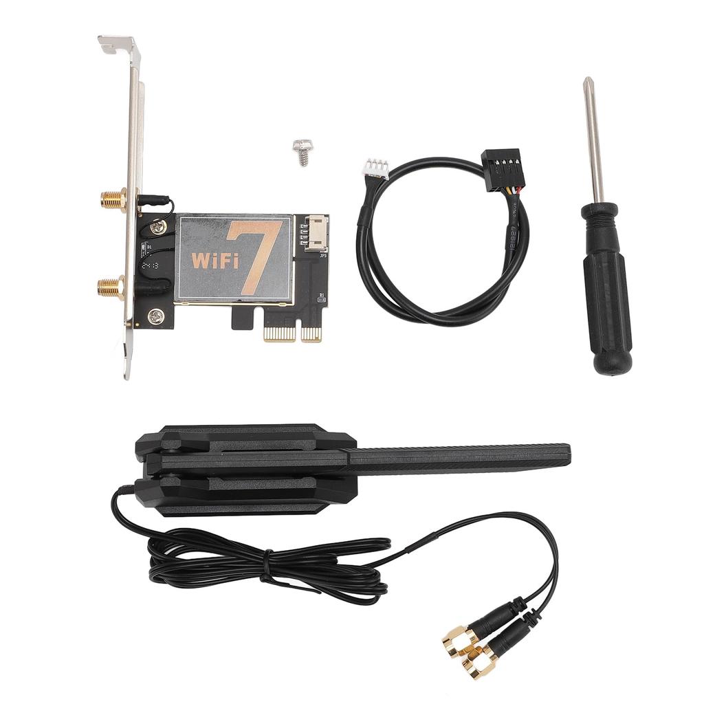 Scheda WiFi PCIe WiFi 7 AX3000, Scheda di Rete Bluetooth 5.4 BE200NGW 8774Mbps, Adattatore Wireless Tri-Band con Antenna Estensibile Pieghevole 12DB