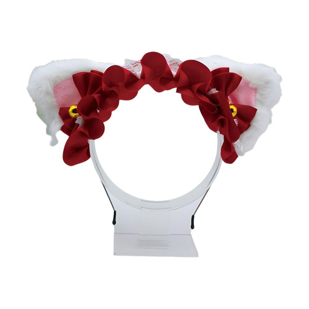 Ruffles Lace Cat Ear Headband Bell Accents Anime Hair Hoops Maid Hairband Masquerade Event
