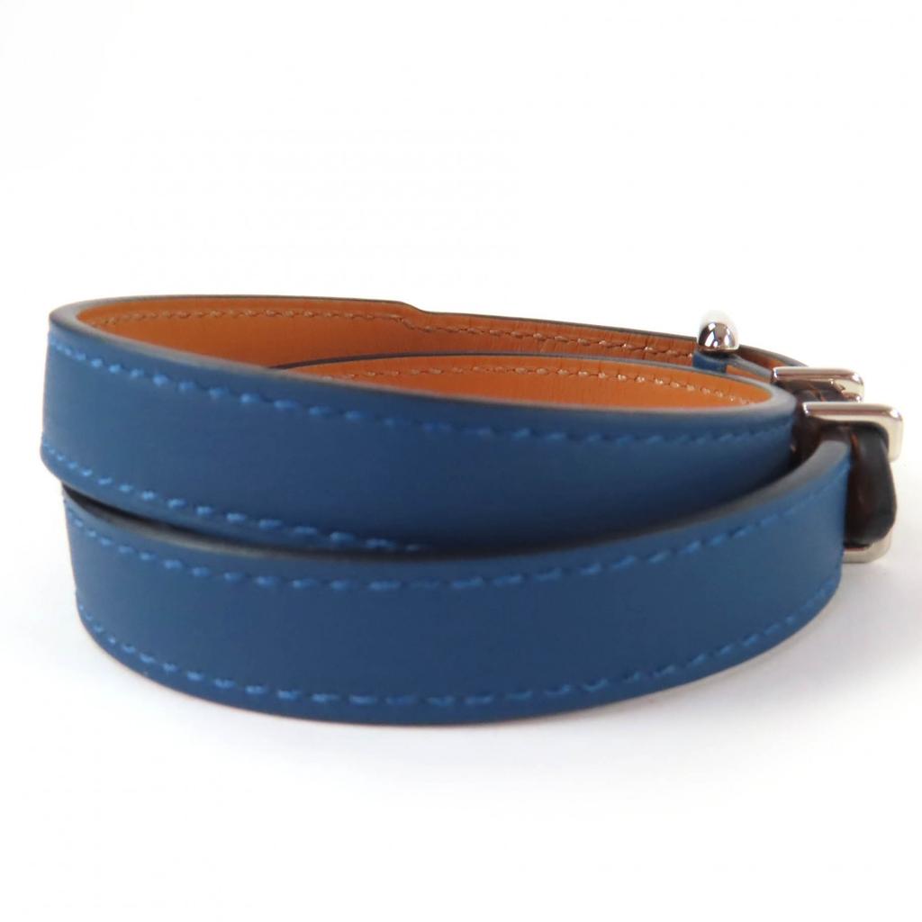 Pristine HERMES bracelet Trench Double Leather Navy leather Women Used