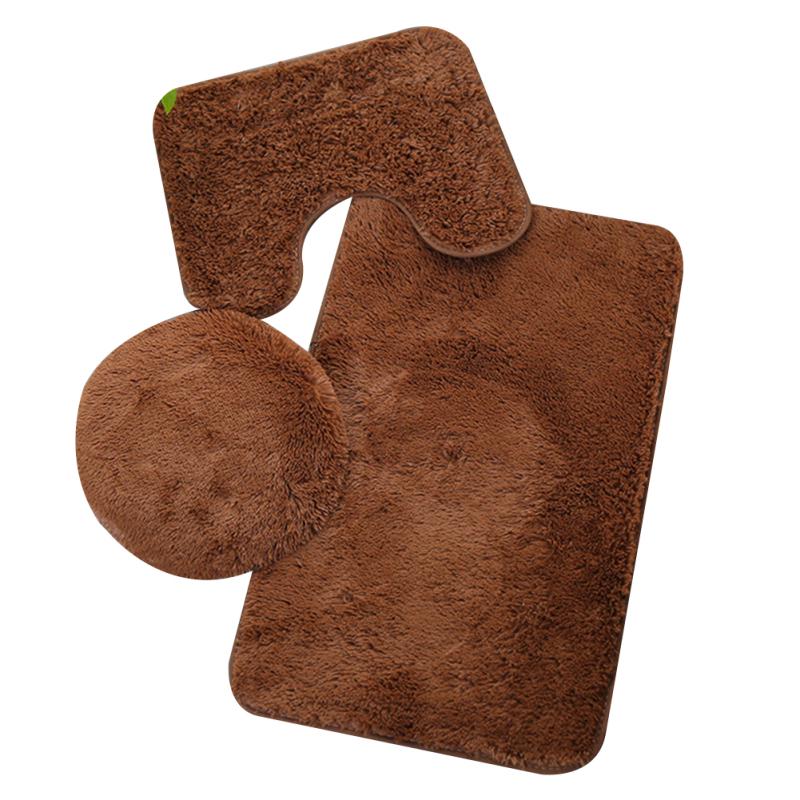 3PCS Non-slip Bathroom Set O-shape Toilet Cover U-shape Mat Rectangle Carpet Household Decoration