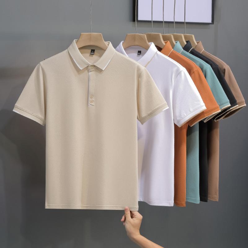 Mens Casual Solid Color Short Sleeve Polo Shirt