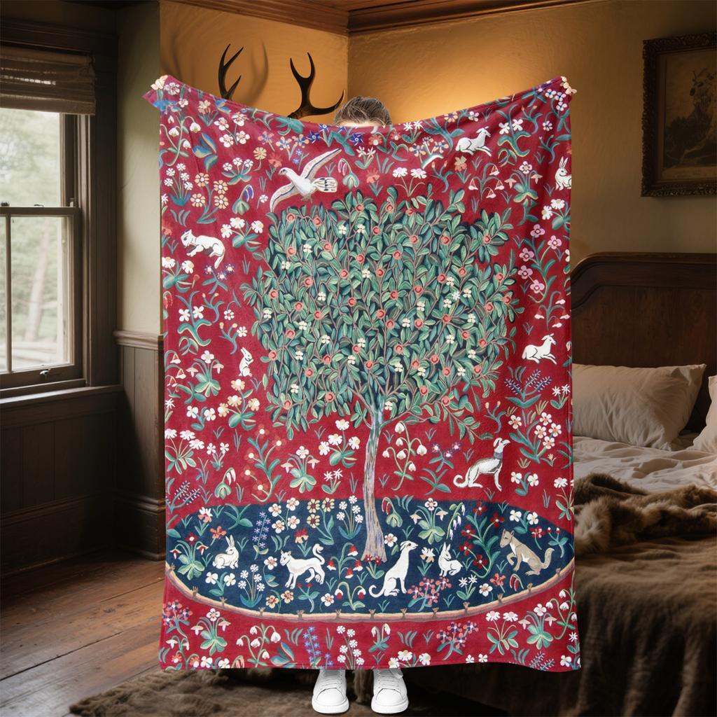 1pc Tree of Life in Medieval Belgium blanket, al season lightweigh Poster blanket home office outdoor nap multifunc Poster blanketional blanket