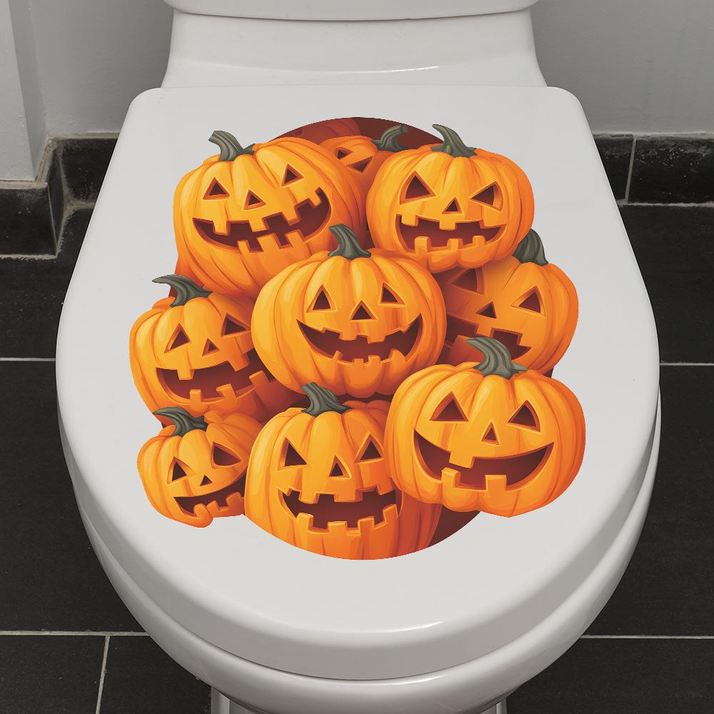 Halloween pumpkin bathroom toilet toilet atmosphere decoration stickers