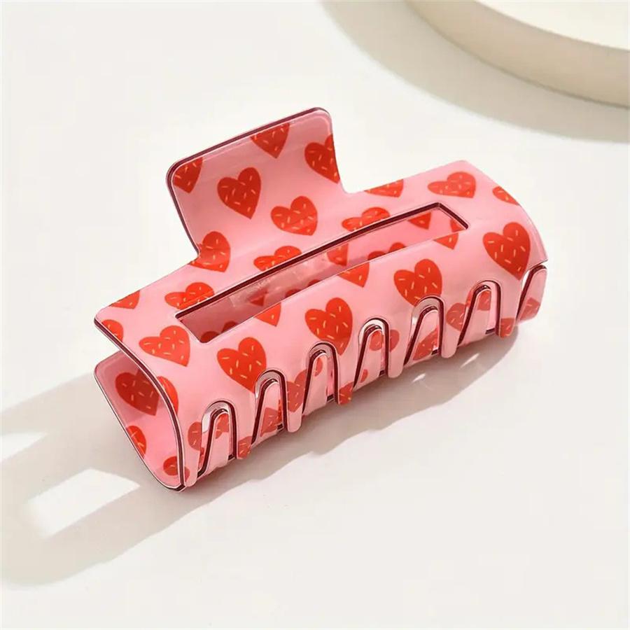 Hot-selling fashion rose love print clip new pink Valentine's Day atmosphere women's hair clip shark clip hair accessories
