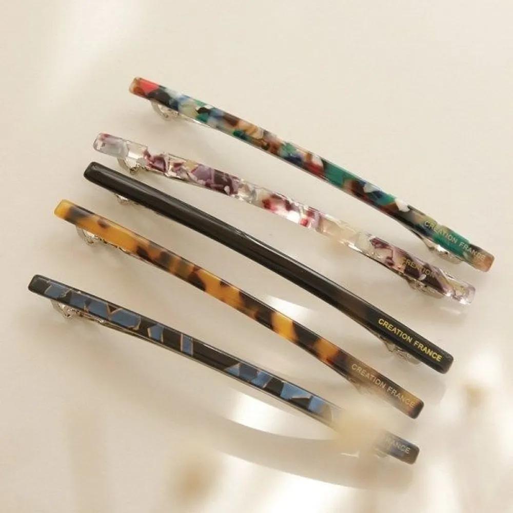 J Lauren Slim Straight Large Automatic Hairpin H0892 Marble Green