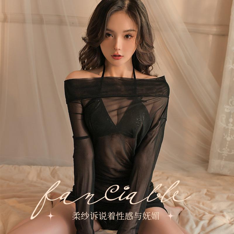 Sex Underwear Sexy Mesh Perspective Off-the-shoulder Hip-wrapped Hot Suit