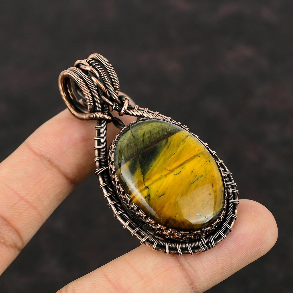 Nellite Pendant Copper Wire Wrapped Pendant Elegant Pendant Copper Wire Jewelry Handmade Pendant Nellite Gemstone Jewelry Pendant For Gifts