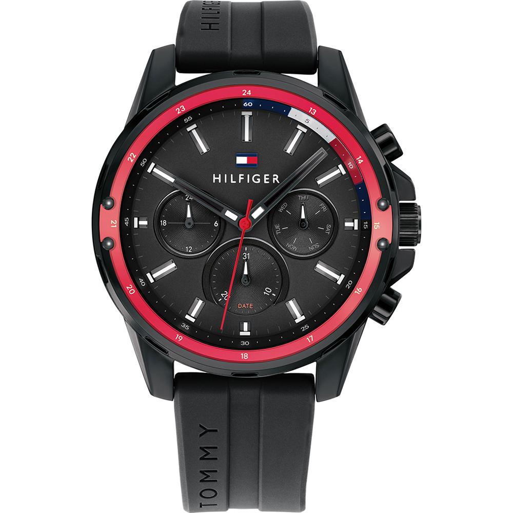 Tommy Hilfiger Mason Black Black Silicone/Rubber Gents Quartz Watch 1791793 чёрный