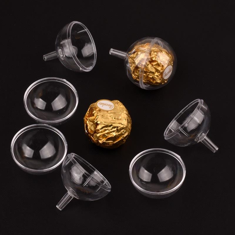 30/50pcs Clear Sphere Candy Box Holder, Floral Insert for Luxury Chocolate Truffles, Wedding Favor & Bakery Display Case
