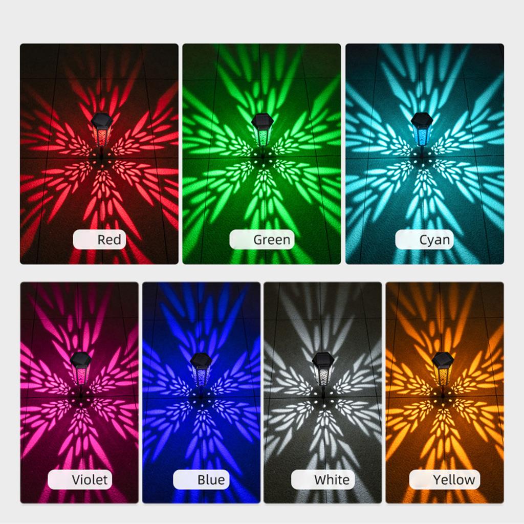 Solar Powered Lawn Lamp, Outdoor way Light with Wheat Leaf Shade for Garden, Lawn, Patio, Warm Colorful Light and IP55 Waterproof