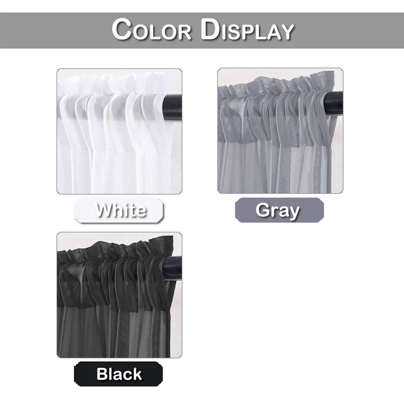 1Pc Cafe DIY Window Drapes Net Voile Weave Tier Tulle Kitchen Polyester Short Sheer Curtains