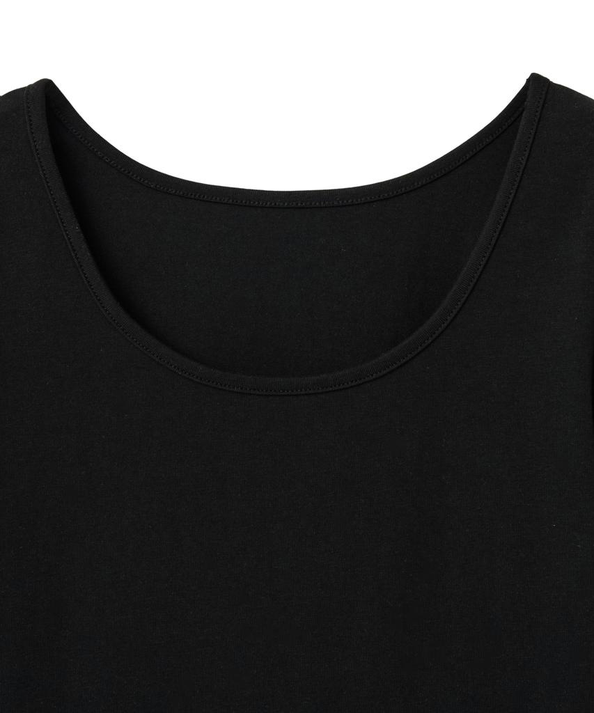 NOIRER FOR WOMAN U-Neck Two-Way T-Shirt (Black)