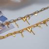 Uworld Minimalist Two Tone Heart Shaped Star Pendant Double Layer Bracelet 18K Gold Color Plated Stainless Steel Cable Chain Cha