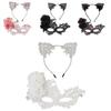Anna Princess Lace Mask Set With Cat Ear Headband For Halloween And Costumes