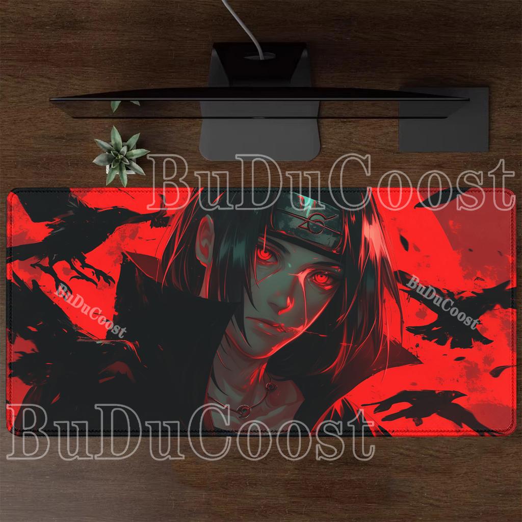 Naruto Uchiha Itachi Mouse Pad Computer XXL Office Accessories Desk Mat Keyboard Anime HD Printing Gaming Non-slip Base Mousepad