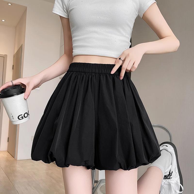 White puffy bud shorts women's summer new high-waisted and thin design ballet skirt pants
