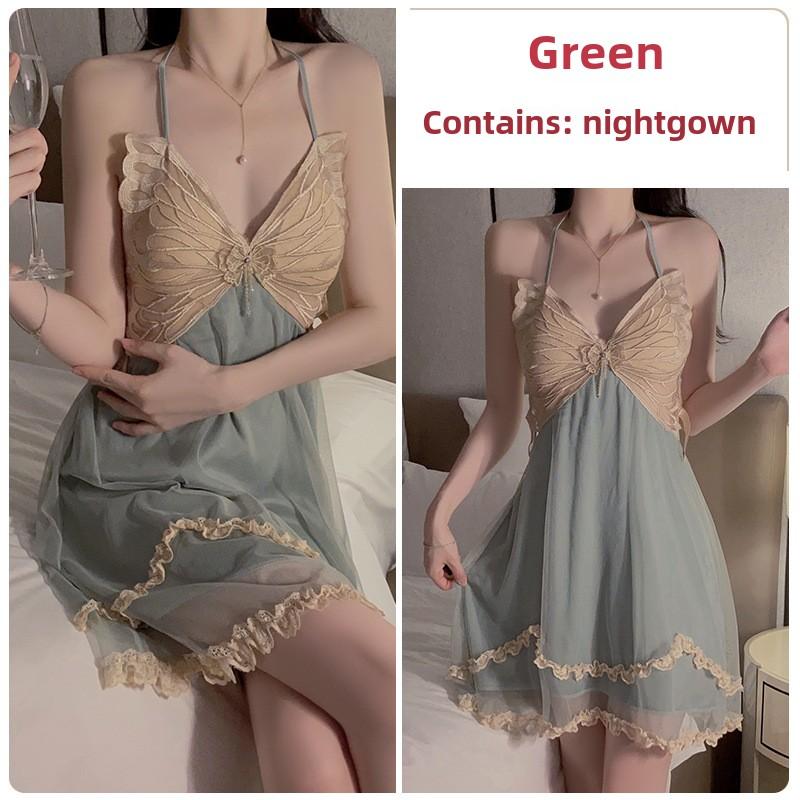 Large Size Sexy Underwear Plus Chest Pad Pure Desire Butterfly Suspender Nightdress Strap Robe Home Set