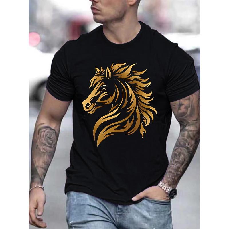 

Men T-Shirt with Letter Print - Round Neck Breathable Top Suitable for Summer Wear, Everyday Essential Casual Wear with Stylish Print 4XL