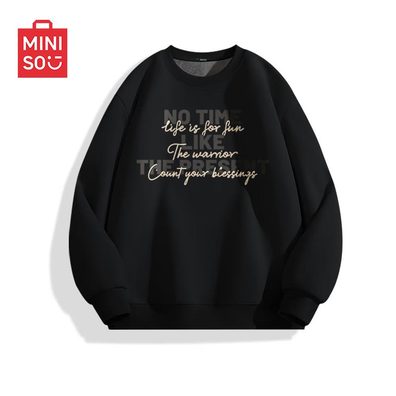 

MINISO Men s Fleece Lined Crew Neck Sweatshirt 2XL