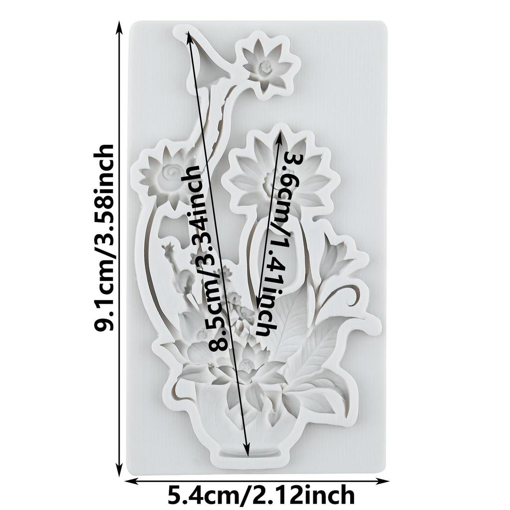 Flower Vase Silicone Molds Lotus Rose Daisy Flower Fondant Mold Relief Flower Mold Cake Decorating Tools Cupcake Topper Candy Chocolate Gumpaste Mold