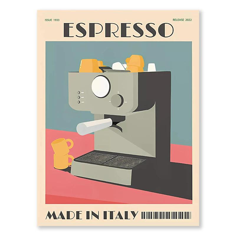 Italian Espresso Pot Coffee Bean Wall Art Afternoon Tea Series Living Room Decorative Canvas Paintings Posters and Prints