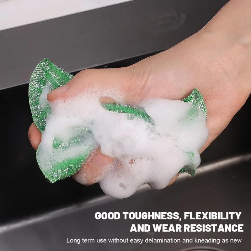Steel Wire Cloth Sponge Wipe Scouring Cloth Kitchen Decontamination Clean Bowl Dish Pot Brush Household Cleaning Accessories