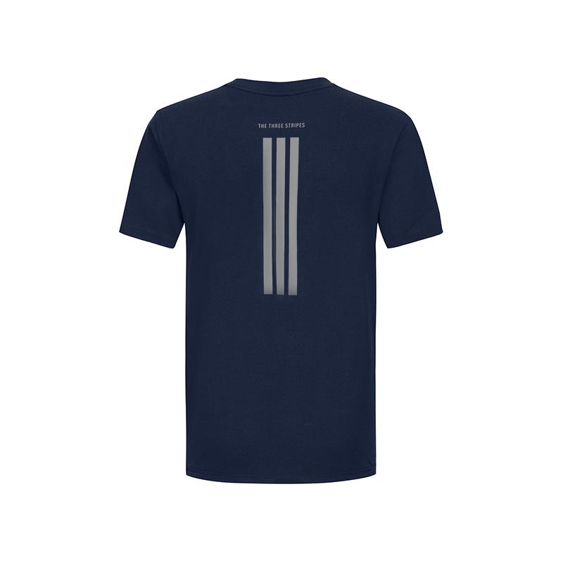 Adidas Classic Three Stripes Quick-Dry T-Shirt Lightweight Breathable Fitness Sportswear Round Neck Short Sleeve Men Tops Navy-Blue KC3742