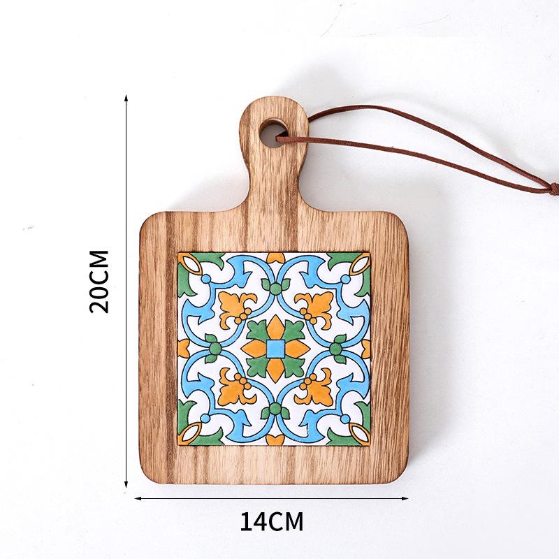 Ретро Подставка из дерева с изоляцией и подставка под горячее с цветочным узором