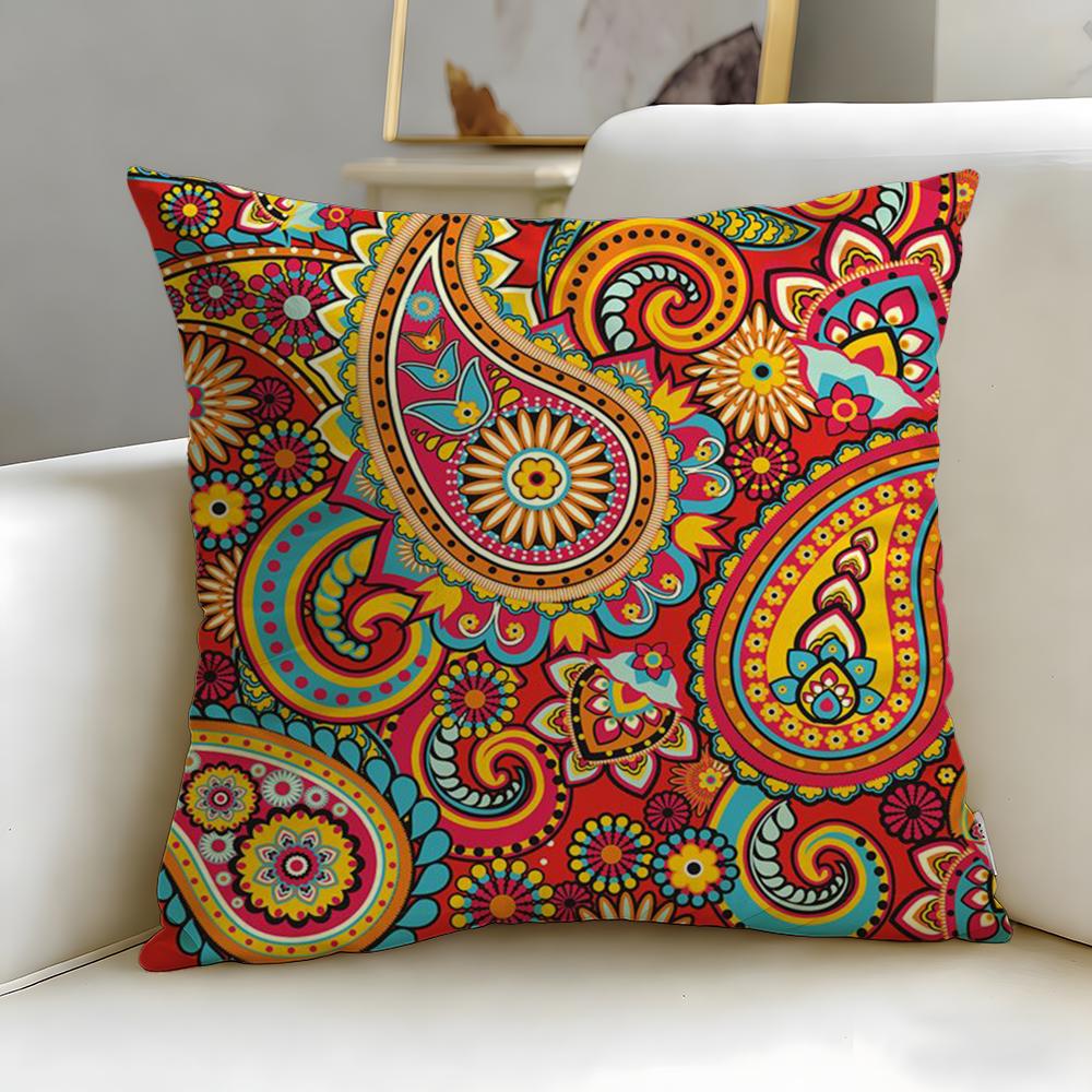 Trendy Ppaisleyed Cushion Cover Soft EasyWash Pillow Case Versatile for Couch Bed Travel and Office