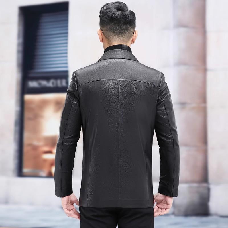 Jachetă nouă de piele pentru bărbați, trenci de lungime medie, jachetă de piele cu costum simplu, la modă, business casual