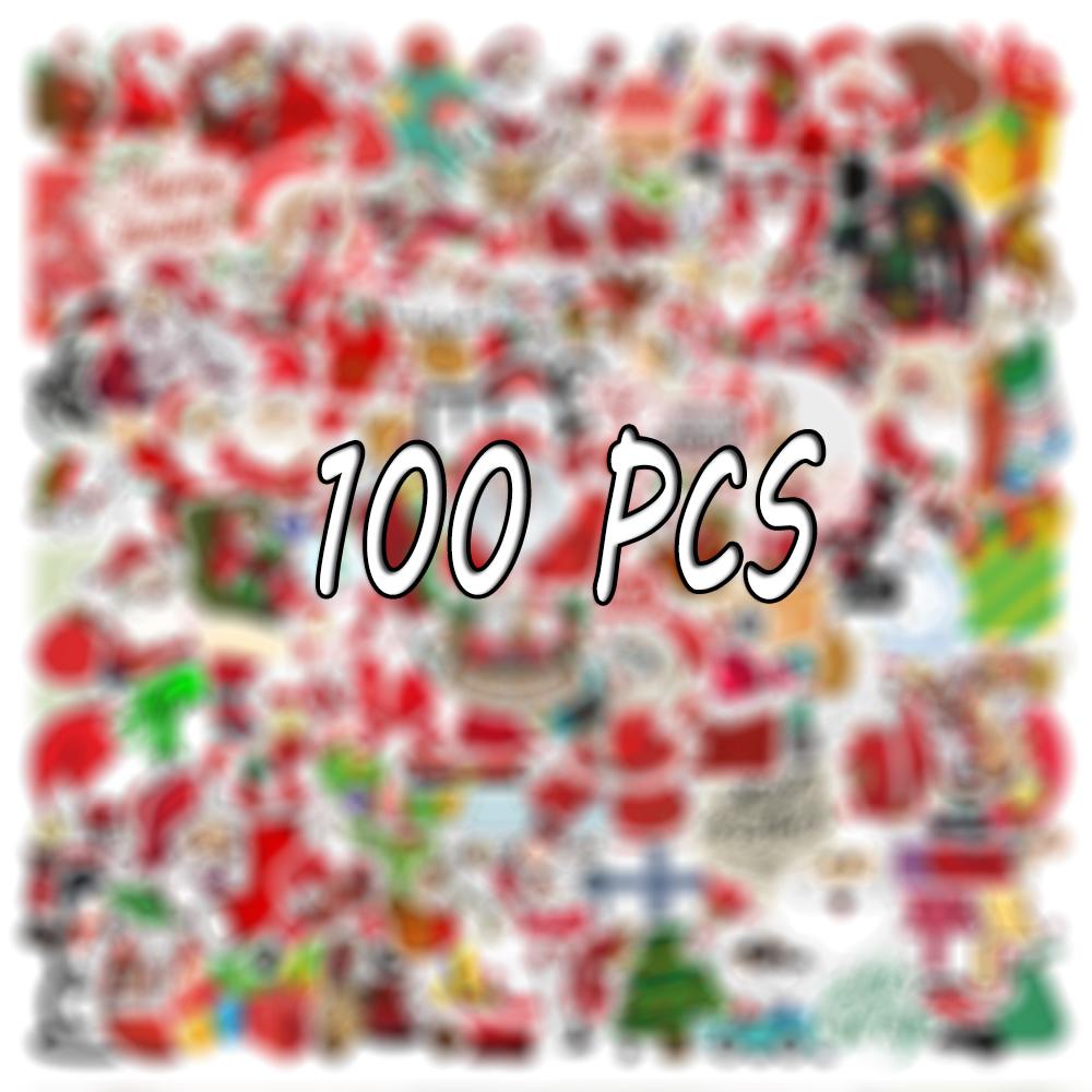 10 30 50 100PCS Cartoon Cute Santa Claus Christmas Graffiti Stickers Scooter Laptop Guitar New Year Decoration Decals Sticker F5