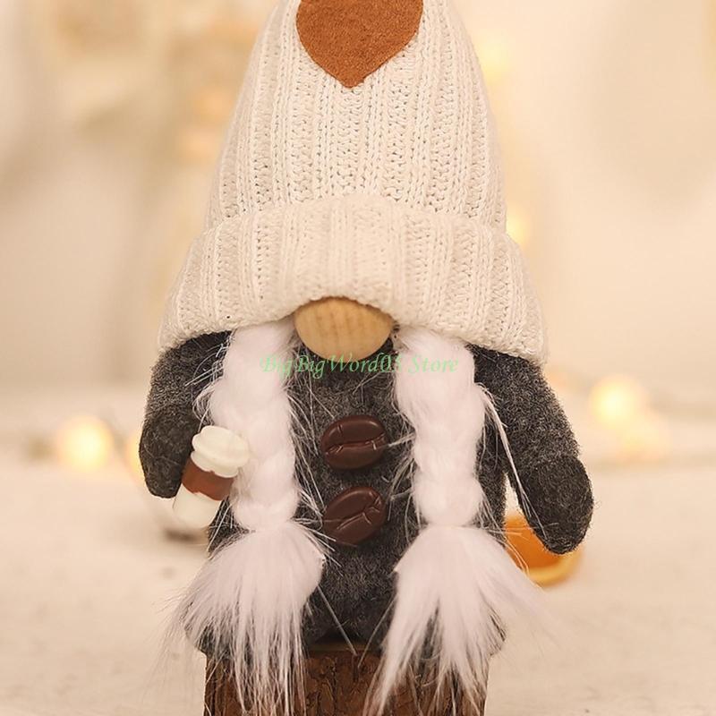 24TE Knitted Couple Coffee Gnome Cute Art Crafts Party Decoration for Restaurant Dining Table Party Decoration