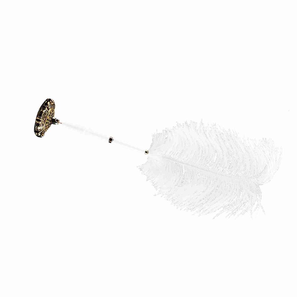 2 Colors Ostrich Feather Wedding Quill Signing Ballpoint Writing Pen With Metal Holder New