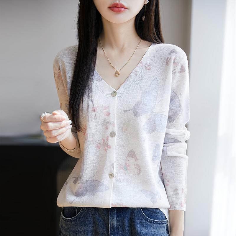 

Женский легкий кардиган из 50% шерсти и 50% шелка Mulberry — универсальный трикотаж на все 4 сезона для комфорта и стиля в любое время года L