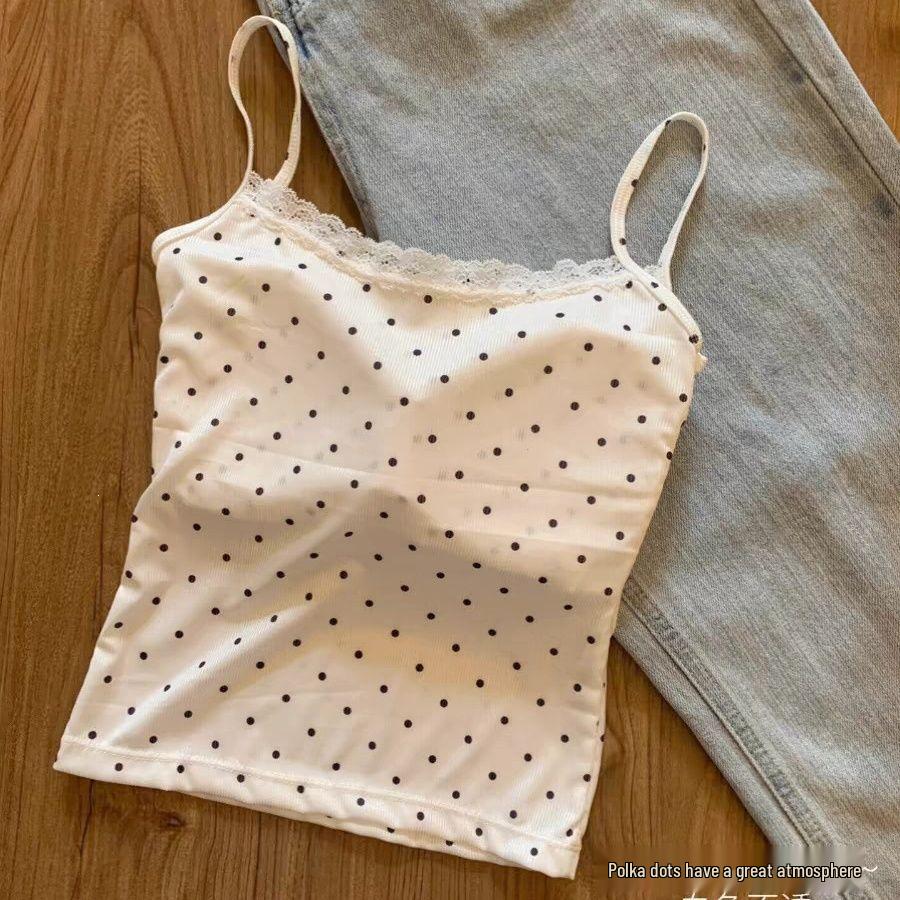 Women's Sweet & Spicy Summer Lace Bow Camisole with Built-in Padding